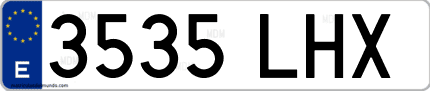 Ejemplo de matrícula de coche ordinaria 3535 LHX