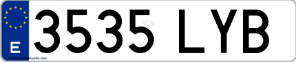 Ejemplo de matrícula de coche ordinaria 3535 LYB
