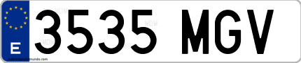 Ejemplo de matrícula de coche ordinaria 3535 MGV