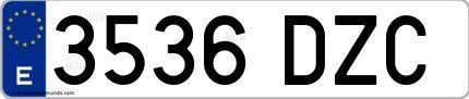 Ejemplo de matrícula española 3536 DZC