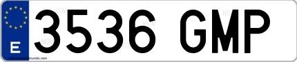 Ejemplo de matrícula de coche ordinaria 3536 GMP