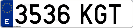 Ejemplo de matrícula de coche ordinaria 3536 KGT