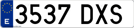 Ejemplo de matrícula de coche ordinaria 3537 DXS