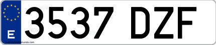 Ejemplo de matrícula de coche ordinaria 3537 DZF