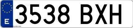 Ejemplo de matrícula española 3538 BXH