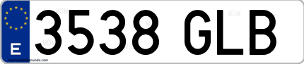 Ejemplo de matrícula de coche ordinaria 3538 GLB
