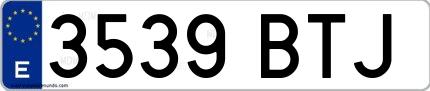 Ejemplo de matrícula española 3539 BTJ