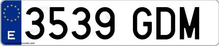 Ejemplo de matrícula española 3539 GDM