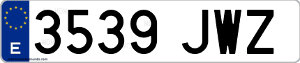 Ejemplo de matrícula de coche ordinaria 3539 JWZ