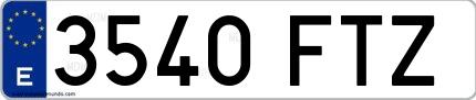 Ejemplo de matrícula española 3540 FTZ