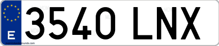 Ejemplo de matrícula de coche ordinaria 3540 LNX