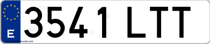 Ejemplo de matrícula de coche ordinaria 3541 LTT