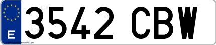 Ejemplo de matrícula española 3542 CBW