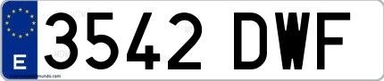 Ejemplo de matrícula española 3542 DWF