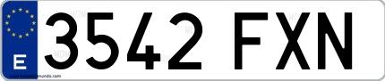 Ejemplo de matrícula española 3542 FXN