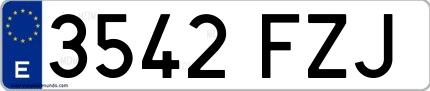 Ejemplo de matrícula española 3542 FZJ