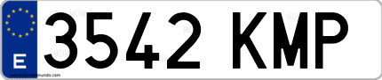 Ejemplo de matrícula de coche ordinaria 3542 KMP
