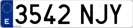 Ejemplo de matrícula española 3542 NJY