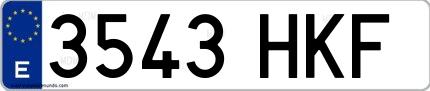 Ejemplo de matrícula española 3543 HKF