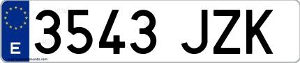 Ejemplo de matrícula española 3543 JZK