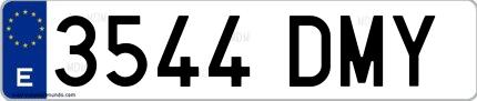 Ejemplo de matrícula española 3544 DMY