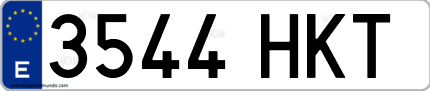 Ejemplo de matrícula de coche ordinaria 3544 HKT