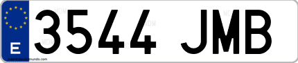 Ejemplo de matrícula de coche ordinaria 3544 JMB