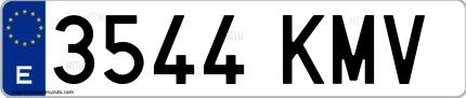 Ejemplo de matrícula española 3544 KMV