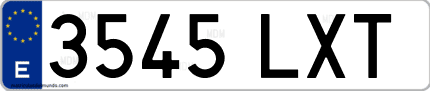 Ejemplo de matrícula de coche ordinaria 3545 LXT