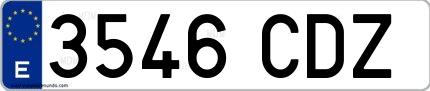 Ejemplo de matrícula española 3546 CDZ