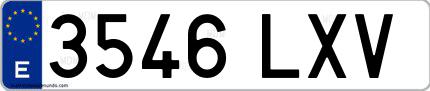 Ejemplo de matrícula española 3546 LXV