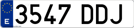 Ejemplo de matrícula de coche ordinaria 3547 DDJ