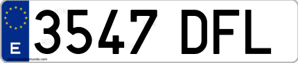 Ejemplo de matrícula de coche ordinaria 3547 DFL