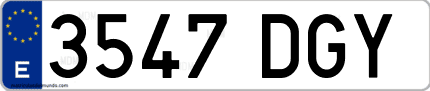 Ejemplo de matrícula de coche ordinaria 3547 DGY
