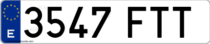Ejemplo de matrícula de coche ordinaria 3547 FTT