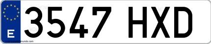 Ejemplo de matrícula española 3547 HXD