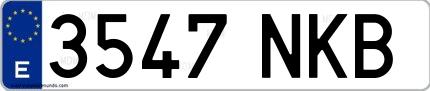 Ejemplo de matrícula española 3547 NKB