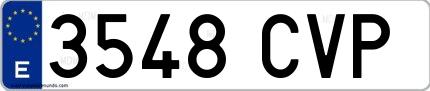 Ejemplo de matrícula española 3548 CVP