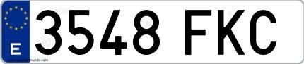 Ejemplo de matrícula española 3548 FKC