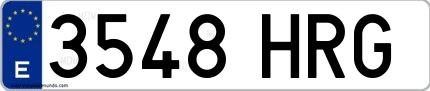 Ejemplo de matrícula española 3548 HRG