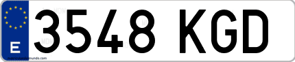 Ejemplo de matrícula de coche ordinaria 3548 KGD