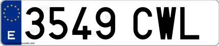 Ejemplo de matrícula española 3549 CWL