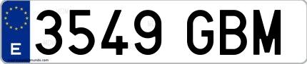 Ejemplo de matrícula española 3549 GBM