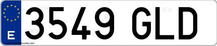 Ejemplo de matrícula española 3549 GLD