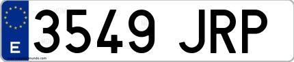 Ejemplo de matrícula española 3549 JRP