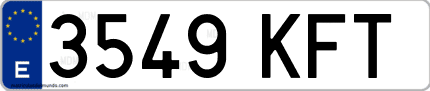 Ejemplo de matrícula de coche ordinaria 3549 KFT
