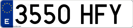 Ejemplo de matrícula de coche ordinaria 3550 HFY