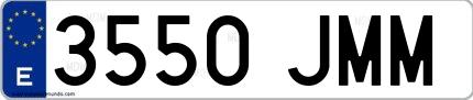 Ejemplo de matrícula española 3550 JMM