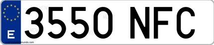 Ejemplo de matrícula española 3550 NFC