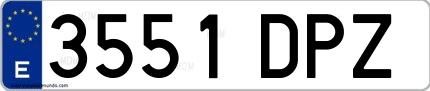 Ejemplo de matrícula de coche ordinaria 3551 DPZ